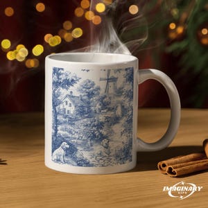 Dog French Toile de Jouy Mug, Gift for dog lover, Gift for art lover, french lovers, Mug for dog owner, Coffee cup