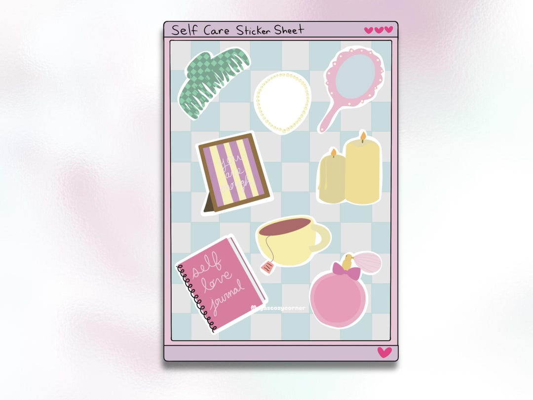 Self Care Sticker Sheet, Calming Pastel Sticker Sheet, Aesthetic & Cute ...