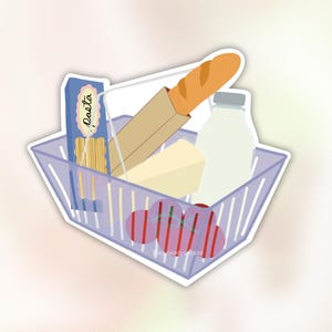 Pasta grocery sticker, tomato vinyl sticker, pasta aesthetic, waterproof grocery sticker, journal planner sticker, pasta-lover gift
