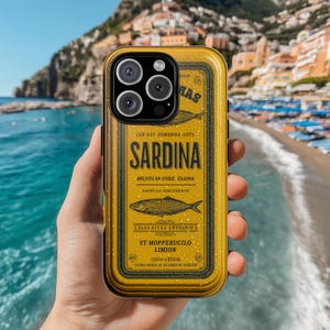 Sardine case, iPhone 16, Plus, Pro, Pro Max Case, Sardines Tin Design, Italian Vintage Theme, Classic Retro iPhone 16 Case, Samsung, Pixel