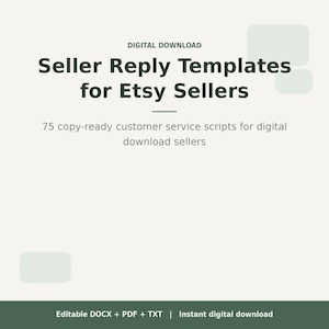 Seller Reply Templates for Etsy | 75 Customer Service Scripts for Digital Downloads