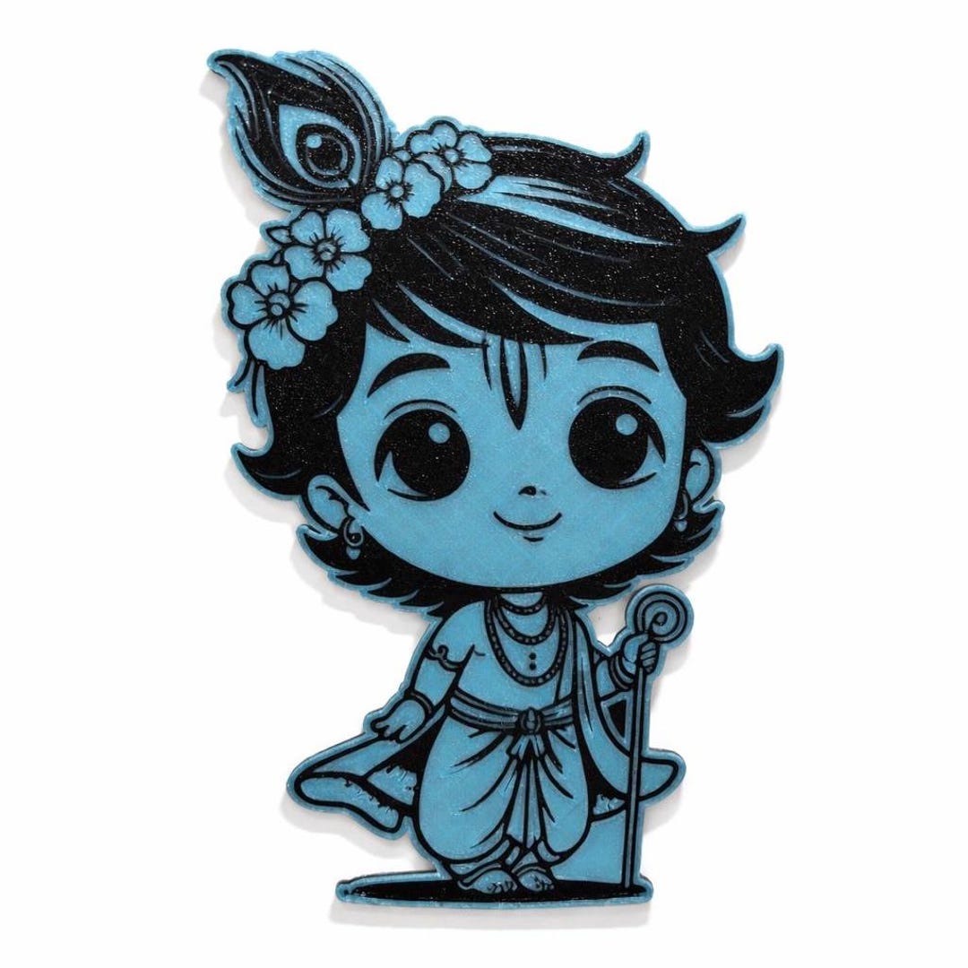 Glow in the dark Baby Krishna Chibi inspired Wall Decor 3D Printed glow-in-the-dark-baby-krishna-chibi-inspired-wall-decor-3d-printed