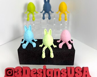 6 Articulated Easter Bunny Egg Set – Pastel Spring Decor, Movable Collectible Figurines