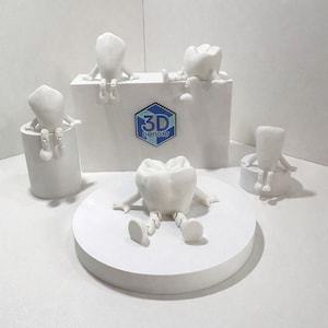 Articulated Tooth Figures | Dentist Office Decor | Collectible 3D Printed Teeth Set | Small & Large Options