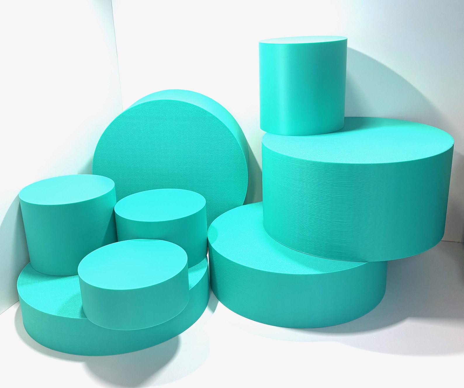 3D Printed Display Cylinders Set | Product Risers for Pop up Shop