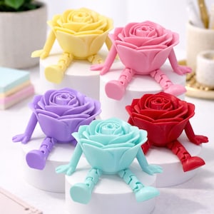 Articulated Rose Figurine – 3D Printed Flower Desk Decor with Legs
