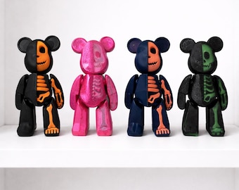 Skeleton Bear Figure | Spooky Halloween Decor, Articulated Collectible Toy for Goth & Horror Fans