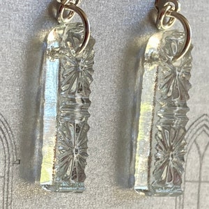 Sterling Silver Leverback Church Glass Earrings 2 section Square Bottom  Go With Everything Perfect Mothers Day gift