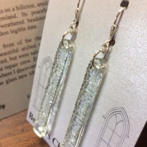 Teardrop Leverback Earrings Church Glass on Sterling Silver 4 section Square Bottom  Go With Everything FREE SHIPPING