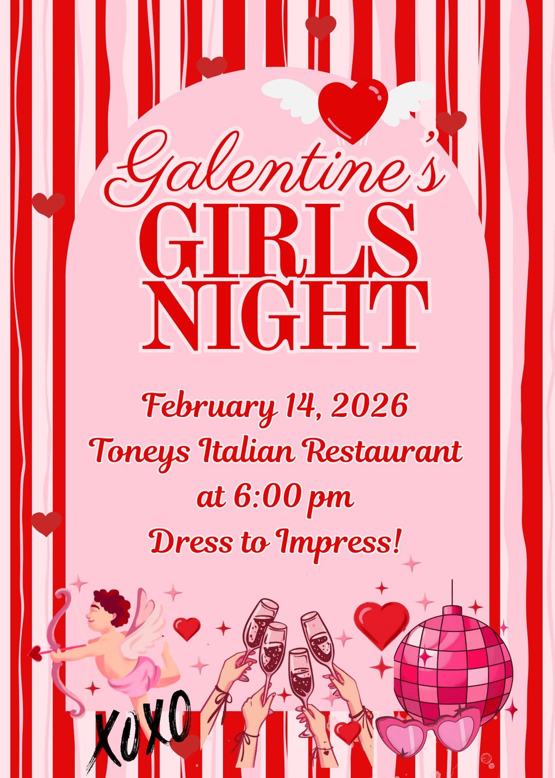 Galentine’s Girls’ Night Invitation | Editable Canva Template ...