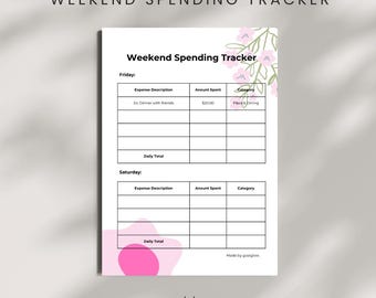 Weekend Spending Tracker: Printable Budget Planner (Digital Download)