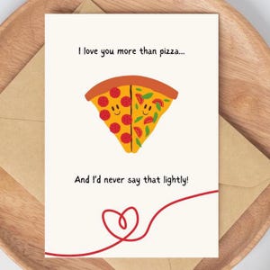 Linda tarjeta de San Valentín para amantes de la pizza: descarga digital imprimible para amantes de la comida / para él y para ella