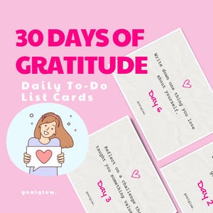 30 Tage Dankbarkeit Karten | Druckbare tägliche Affirmation und Achtsamkeit Set | Self-Care und Positivity Journal Karten | Digitaler Download