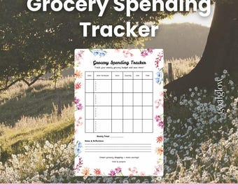 Printable Grocery Spending Tracker | Food Expense Budget Log PDF, Instant Download