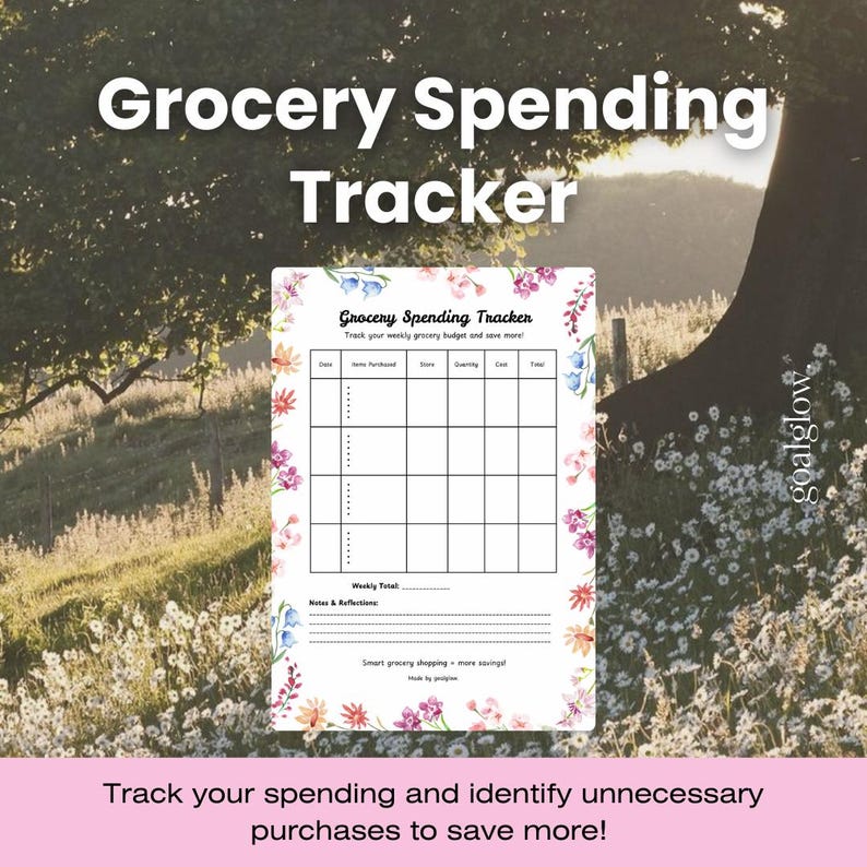 Printable Grocery Spending Tracker | Food Expense Budget Log PDF ...