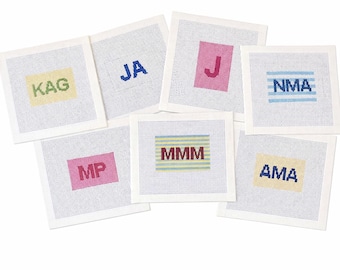 Luggage Tag- Custom Initial Hand Painted Needlepoint Canvas