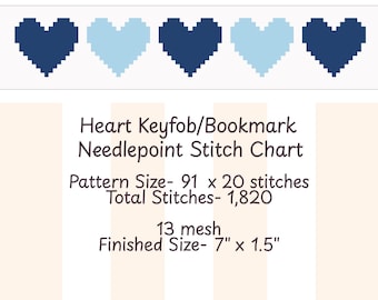 Portachiavi/Segnalibro a forma di cuore - Schema digitale per ricamo a punto croce