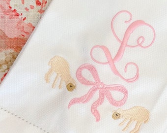 Sweet Lambs with Bow Pique Hand Towel