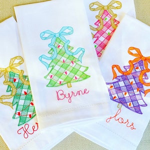 Christmas Ribbon Tree Pique Hand Towel