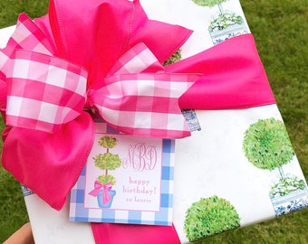 Gingham Bow Topiary Gift Tags