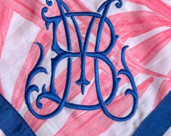 Pink and White Palm Monogram Napkins