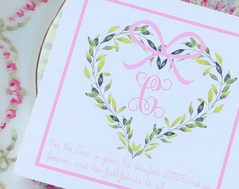 Valentine Boxwood Bow Wreath Gift Tags