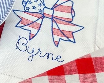 Patriotic Bow Pique Hand Towel