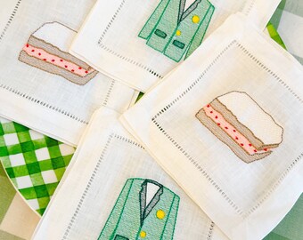 Green Jackets & Pimento Cheese Linen Cocktail napkins