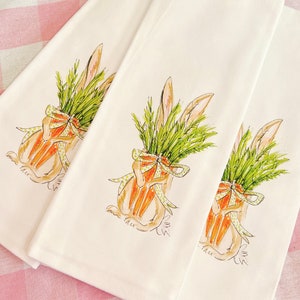 Carrot Bunny Monogram Tea Towel