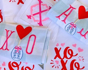 Xo xo and hearts white Pique Towel