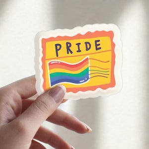 Pride Stamp Sticker – LGBTQ+ Rainbow Flag Vinyl Decal | Queer Affirmation Sticker | Pride Month Gift | Gender Inclusive & Waterproof