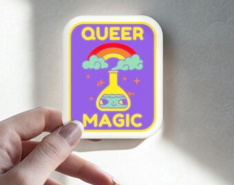 Pegatina Queer Magic – Vinilo de Química Arcoíris / Pegatina Orgullo LGBTQ+ / Regalo Queer Alegre y Colorido / Salud Mental Inclusiva