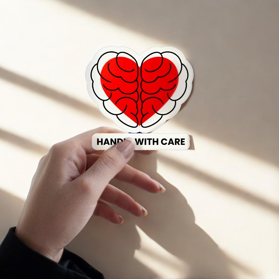 Handle With Care Sticker – Heart and Brain Mental Health Vinyl Decal ...