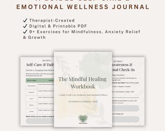 Mindful Healing Workbook | Self-Care Journal Mental Health Planner | Therapy Workbook for Anxiety & Stress Digital + Printable Wellness PDF