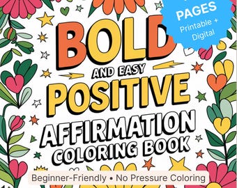 Affirmation Coloring Book Printable, 125 Pages, Positive Quotes for Adults, Self Love Mental Health Coloring Pages, PDF JPG PNG