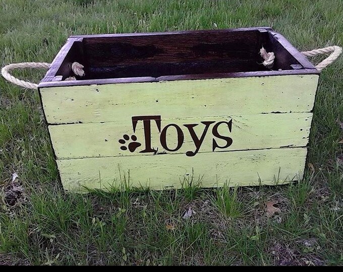Rustic Hand Painted Pallet Wood Dog Toy Box Etsy