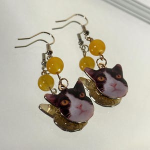 tuxedo cat earrings
