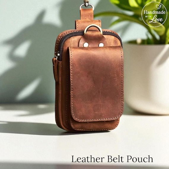Genuine Leather Men's Waist Bag: Cowhide Belt Pouch, Phone Holder