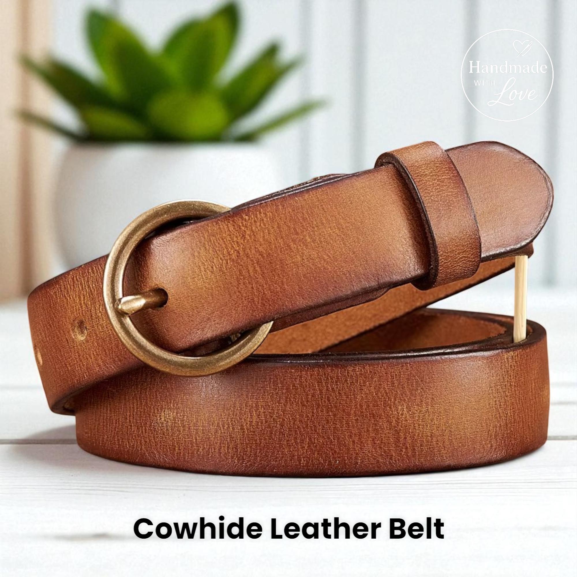 Y2K Capezio Genuine Leather Belt Cognac Brown Minimalist Leather Belt | Mens Leather Belt | Belts For Men | Quavaro.com main image 4