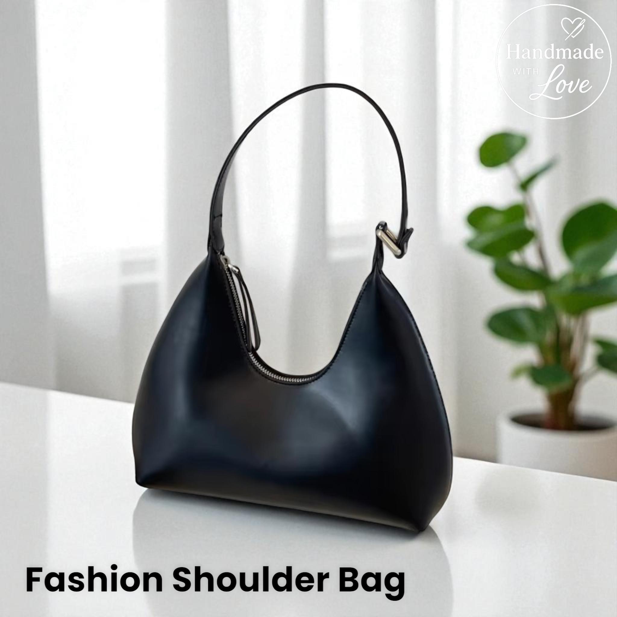 Crescent Shoulder Purse Underarm Bag Black Black Underarm Shoulder 