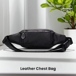 Men’s Leather Chest Bag – Vintage Cowhide Crossbody Sling Bag with Large Capacity for Travel, Sports & Casual Fashion | Gift for Him