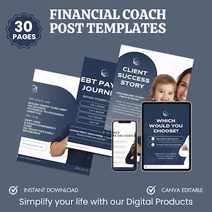 Financial Coach Templates, Social Media Posts Templates, Money Mindset Instagram Posts, Financial Freedom Templates, PLR Products