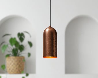 Green Patina Copper Dome Pendant Light: Handmade Farmhouse Chandelier
