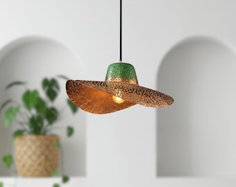 Green Patina Copper Dome Pendant Light: Rustic Farmhouse Lighting