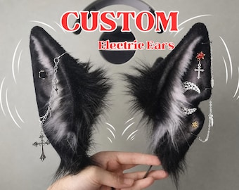 Benutzerdefinierte elektrische Ohren, Tierkostüm Zubehör, Cosplay Stirnband prop, Fursuit Accessoires, Therian Dress up, Fursona Coupion, Geschenk für sie