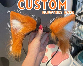 Orejas eléctricas personalizadas, orejas de animales con control remoto, accesorios para disfraces de animales, diadema para cosplay, accesorio para convenciones de anime, orejas parciales de Therian, regalo para ella.