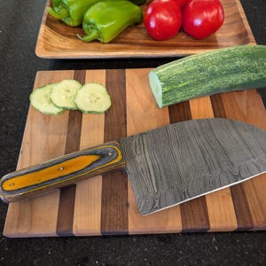 Handmade Damascus Steel Cleaver Knife | Custom Engraved Butcher Chef Knife | Personalized Gift with Free Leather Sheath