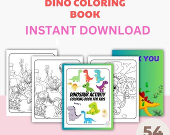 Dinosauriemålarbilder, set med 20, kreativ aktivitet, utskrivbara dinosaurier, dinosaurieaktivitet för barn, målarbilder för barn, Tyrannosaurus