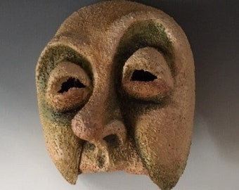 Funky Face Paper Mache Mask - OOAK