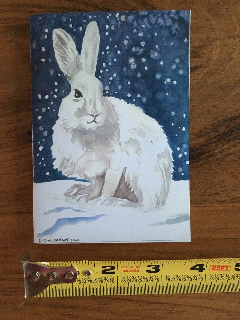 Winter/Holiday Greeting Cards Watercolor Deer and Snowshoe Hare image 6